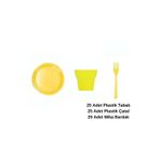 Ambalaj Evi Tabak Seti Plastik Parti Tabak Seti Sarı 75 Parça