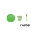 Ambalaj Evi Tabak Seti Plastik Parti Tabak Seti Yeşil 75 Parça