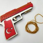 Ambalaj Lastiği Fırlatan Otomatik Oyuncak Tahta Tabanca 30 Lastik Hediye Sağlam Çocuk Oyuncağı