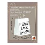 AMBALAJDÜNYAM 50 Adet İsme Özel veya Logo Baskılı Beyaz Kraft Butik Mağaza Poşeti / Çantası (31*12*41)