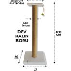 Ambarpet Stepli Kalın Borulu 100 cm Beyaz Kedi Tırmalama Tahtası