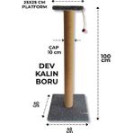 Ambarpet Stepli Kalın Borulu 100 cm Gri Kedi Tırmalama Tahtası
