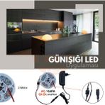 Amber LED 12V Yüksek Parlaklık 4040 Şerit LED Tak Çalıştır Hazır Set, 3 Metre Günışığı, Çıt Çıt Aç-Kapa Anahtar ve Adaptör Dahil, Gizli Aydınlatma, Mutfak, Tezgah, Dolap İçi ve Ayna İçin - Gün Işığı