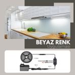 Amber LED 12V Yüksek Parlaklık 4040 Şerit LED Tak Çalıştır Hazır Set, 5 Metre Beyaz, Dokunmatik Aç-Kapa Dim edilebilir Anahtar ve Adaptör Dahil, Gizli Aydınlatma, Mutfak, Tezgah, Dolap İçi ve Ayna İçin