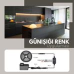 Amber LED 12V Yüksek Parlaklık 4040 Şerit LED Tak Çalıştır Hazır Set, 5 Metre Günışığı, Dokunmatik Aç-Kapa Dim edilebilir Anahtar ve Adaptör Dahil, Gizli Aydınlatma, Mutfak, Tezgah, Dolap İçi ve Ayna İçin - Gün Işığı