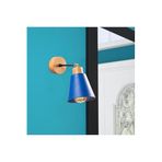 Amber LED Mavi Metal Aplik E27 Duvar Lambası 14x25x25 cm Oturma Odası ve Salon Aydınlatma, Mavi-611
