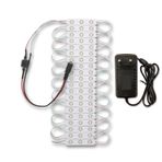 Amber LED Mercekli Modül Tak Çalıştır Hazır Set Ürün Adaptör ve Dimmer Anahtar Dahil, Mutfak, Ayna, Tezgah, Akvaryum, Vitrin Aydınlatma (Günışığı, 20 Adet - Çıt Çıt Anahtar)