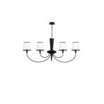 Amber LED Modern Abajur Başlıklı 4'lü Avize Siyah Metal Gövde E27 Uyumlu, Siyah-3022