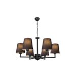 Amber LED Modern Abajur Başlıklı 6'lı Avize Siyah Metal Gövde ile Salon ve Mutfak için, Siyah-4641