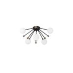 Amber LED Modern Camlı 6'lı Plafönyer Pütürlü Siyah E27 Uyumlu, Siyah-11790