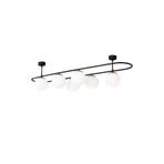 Amber LED Modern Camlı 6'lı Plafönyer Pütürlü Siyah E27 Uyumlu, Siyah-4911