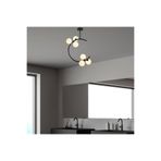Amber LED Modern Camlı 6'lı Plafonyer Pütürlü Siyah Oturma Odası Aydınlatma E27 Uyumlu, Siyah-14125