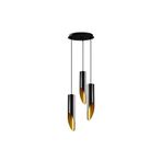 Amber LED Modern Metal 3'lü Tepsi Sarkıt Pütürlü Siyah E27 Uyumlu, Siyah-6916