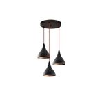 Amber LED Modern Metal Gövdeli 3'lü Tepsi Sarkıt Aydınlatma Yatak Odası ve Oturma Odası için E27 Uyumlu, Siyah-1398