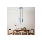 Amber LED Modern Metal Gövdeli 3'Lü Tepsi Sarkıt Mavi E27 Uyumlu, Mavi-LIGHTBLUE