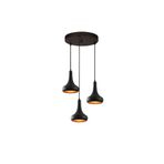 Amber LED Modern Metal Gövdeli 3'lü Tepsi Sarkıt Mutfak ve Salon için E27 Uyumlu, Siyah-1374