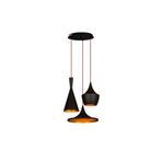 Amber LED Modern Metal Gövdeli 3'Lü Tepsi Sarkıt Mutfak ve Salon için E27 Uyumlu, Siyah-3556