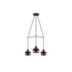 Amber LED Modern Metal Gövdeli 3'lü Tepsi Sarkıt Parlak Siyah E27 Uyumlu, Siyah-6881