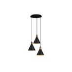 Amber LED Modern Metal Gövdeli 3'lü Tepsi Sarkıt Parlak Siyah Oda Aydınlatma E27 Uyumlu, Siyah-3