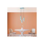 Amber LED Modern Metal Gövdeli 3'lü Tepsi Sarkıt Parlak Turkuaz E27 Uyumlu, Mavi-TURQUOISE KESIKBORU-6916