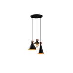 Amber LED Modern Metal Gövdeli 3'lü Tepsi Sarkıt Siyah Aydınlatma, Siyah-6051