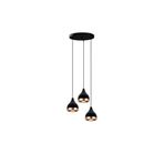 Amber LED Modern Metal Gövdeli 3'lü Tepsi Sarkıt Siyah Aydınlatma, Siyah-7036