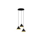 Amber LED Modern Metal Gövdeli 3'lü Tepsi Sarkıt Siyah Gold Oturma Odası Aydınlatma E27, Siyah-3