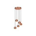 Amber LED Modern Metal Gövdeli 5'Li Tepsi Sarkıt Parlak Bakır Aydınlatma, Parlak Bakır-999
