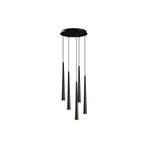 Amber LED Modern Metal Gövdeli 5'Li Tepsi Sarkıt Siyah Aydınlatma, Siyah-6073