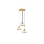 Amber LED Modern Tel 3'lü Tepsi Sarkıt Altın Renkli E27 Uyumlu Aydınlatma, Altın-11361