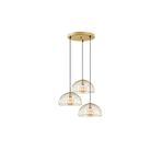 Amber LED Modern Tel 3'lü Tepsi Sarkıt Avize Parlak Gold E27 Uyumlu, Altın-12000