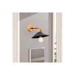 Amber LED Natural Ahşap Aplik Duvar Lambası E27 Uyumlu 24x30x20 cm Yatak Odası Oturma Odası, Siyah-620