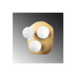 Amber LED Parlak Gold Metal Aplik Duvar Lambası Cam Detaylı 45x37x25 cm Yatak Odası Aydınlatma, Altın-11711