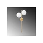 Amber LED Parlak Gold Metal Aplik Duvar Lambası E14 Uyumlu 32x27x72 cm Oturma Odası Aydınlatma, Altın-10410