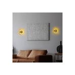 Amber LED Parlak Gold Metal Aplik E27 Duvar Lambası 36x12x36 cm Salon ve Mutfak Aydınlatma, Altın-S