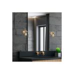 Amber LED Parlak Gold Metal Aplik E27 Uyumlu 12x25x32 cm Salon Duvar Lambası, Altın-13206