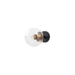 Amber LED Pütürlü Siyah Cam Detaylı Aplik Duvar Lambası E14 15x24x15 cm Koridor Aydınlatma, Siyah-10225