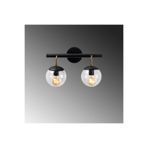 Amber LED Pütürlü Siyah Metal Aplik Duvar Lambası E27 Uyumlu 41x20x28 cm Oturma Odası Aydınlatma, Siyah-3012