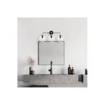 Amber LED Pütürlü Siyah Metal Aplik E14 Uyumlu 56x21x27 cm Salon Yatak Odası Duvar Lambası, Siyah-12208
