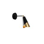 Amber LED Pütürlü Siyah Metal Aplik E27 Duvar Aydınlatma 14x31x35 cm Oturma Odası, Siyah-3330