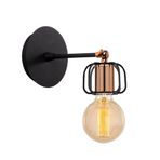 Amber LED Pütürlü Siyah Metal Aplik E27 Duvar Lambası 10x20x14 cm Yatak Odası ve Oturma Odası, Siyah-1206