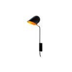Amber LED Pütürlü Siyah Metal Aplik E27 Duvar Lambası 12x35x73 cm Oturma Odası Aydınlatma, Siyah-4951