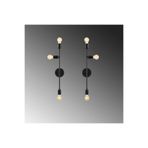 Amber LED Pütürlü Siyah Metal Aplik E27 Duvar Lambası 15x15x65 cm Oturma Odası Aydınlatma, Siyah-3161