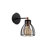Amber LED Pütürlü Siyah Metal Aplik E27 Duvar Lambası 15x20x24 cm Oturma Odası Aydınlatma, Siyah-1238