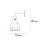 Amber LED Pütürlü Siyah Metal Aplik E27 Duvar Lambası 17x27x33 cm Oturma Odası Aydınlatma, Siyah-6601