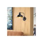 Amber LED Pütürlü Siyah Metal Aplik E27 Duvar Lambası 19x27x24 cm Koridor Aydınlatma, Siyah-181BLACK