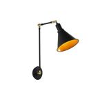 Amber LED Pütürlü Siyah Metal Aplik E27 Duvar Lambası 20x40x56 cm Oturma Odası Aydınlatma, Siyah-682