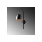Amber LED Pütürlü Siyah Metal Aplik E27 Duvar Lambası 24x16x57 cm Oturma Odası Aydınlatma, Siyah-3320