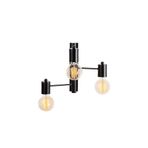 Amber LED Pütürlü Siyah Metal Aplik E27 Duvar Lambası 40x26x30 cm Oturma Odası Aydınlatma, Siyah-6946