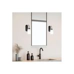 Amber LED Pütürlü Siyah Metal Aplik E27 Uyumlu 10x21x28 cm Oturma Odası Duvar Lambası, Siyah-13161